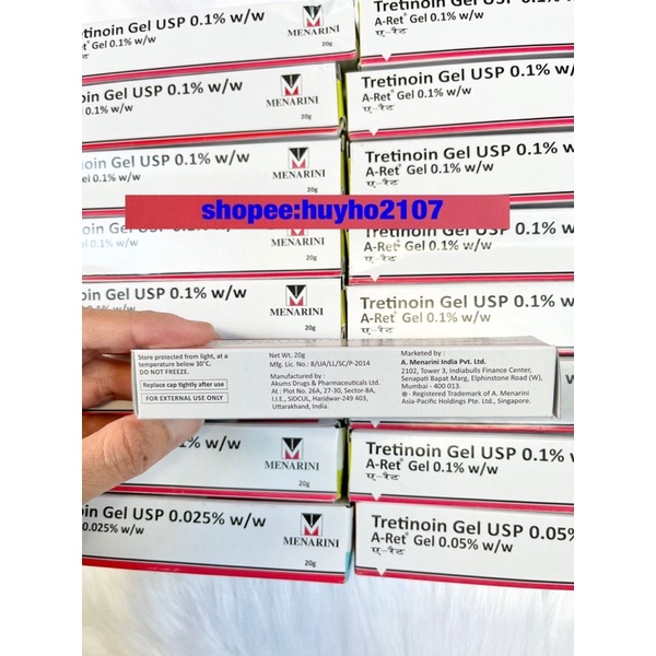 Kem Gel Giảm mụn, mờ thâm nám, chống lão hóa Tretinoin Aret 20g.