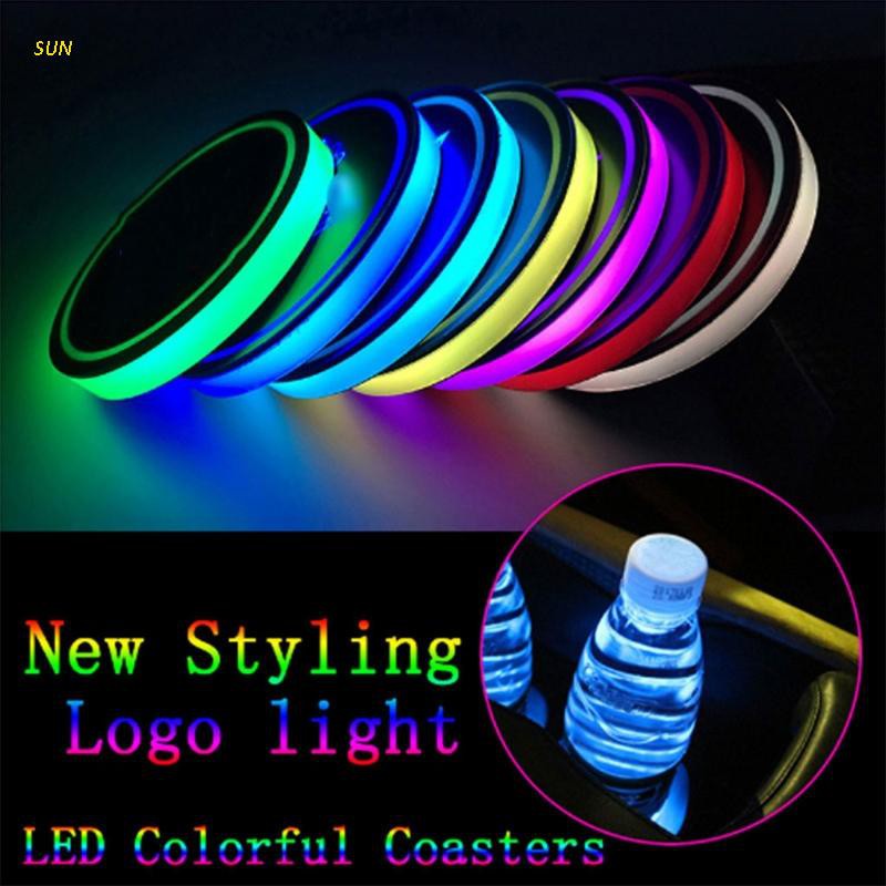 Đế Lót Ly Có Đèn Led Phát Sáng Chống Trượt Cho Xe Hơi