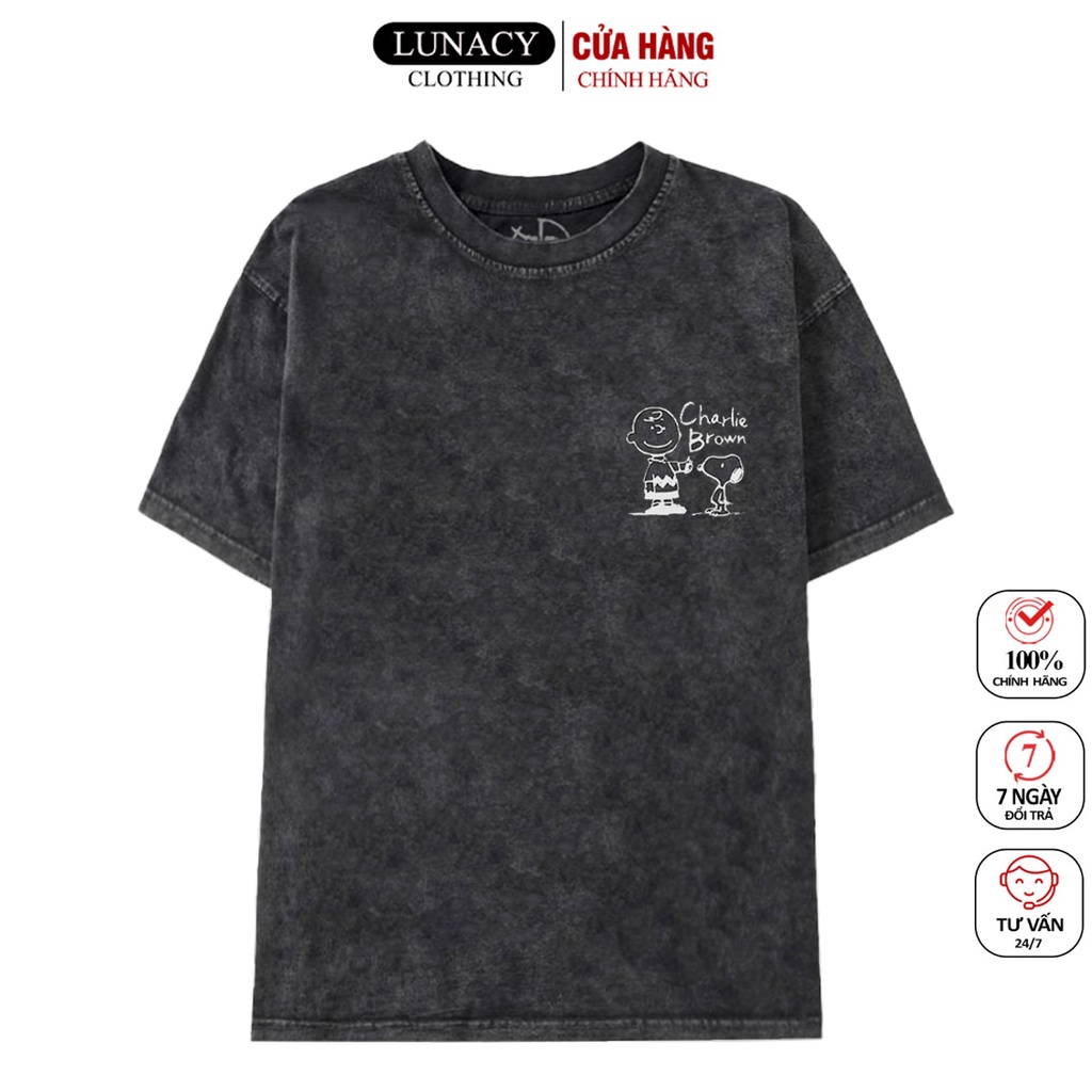 Áo thun tay lỡ SNOOKY WASH phông Unisex nam nữ Cotton oversize form rộng LUNACY TB27 | BigBuy360 - bigbuy360.vn