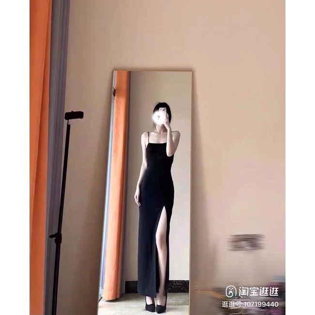 Váy Body 2 Dây Dáng Dài Xẻ Đùi Co Giãn