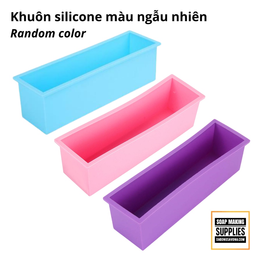 [Giá gốc] Khuôn Gỗ Làm Xà Phòng Hình Chữ Nhật Bao Gồm Khuôn Silicon 1.2KG - Silicone Loaf and PVC box rectangle SavonA