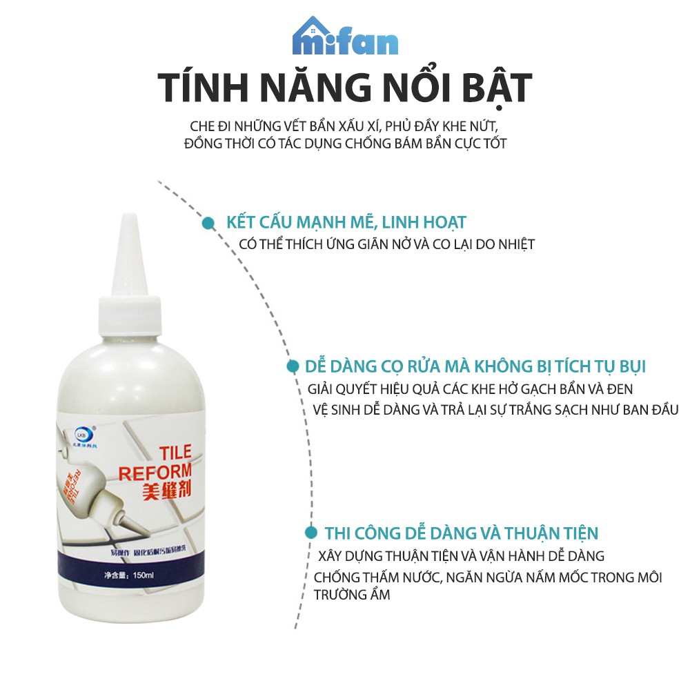 Sơn Kẻ Chỉ Gạch Cao Cấp LKB 280ml - Keo chà ron sứ làm mới mạch gạch sàn nền nhà tắm, tường, bồn rửa chén, bồn cầu-Mifan