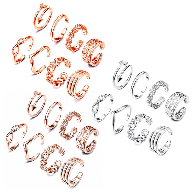 Set 8 nhẫn đeo ngón chân thời trang đi biển mùa hè