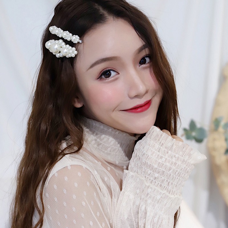 Xiaozhainv Kẹp Tóc Đính Ngọc Trai Phong Cách Hàn Quốc