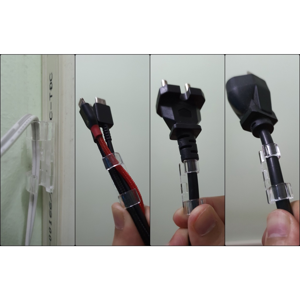Nẹp cố định dây điện dán tường -BỘ 20 cái kèm miếng dán, kẹp giữ dây điện, dùng để đi đường dây điện  cáp