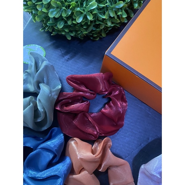 Cột Tóc Scrunchies màu sắc đơn giản thời trang mùa hè