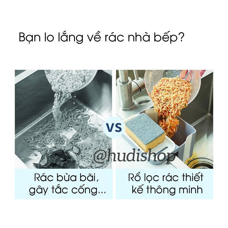 Rổ Lọc Rác Gắn Bồn Rửa Bát Bằng Nhựa, Có Thể Gấp Gọn Tiện Lợi - Hudishop GD394