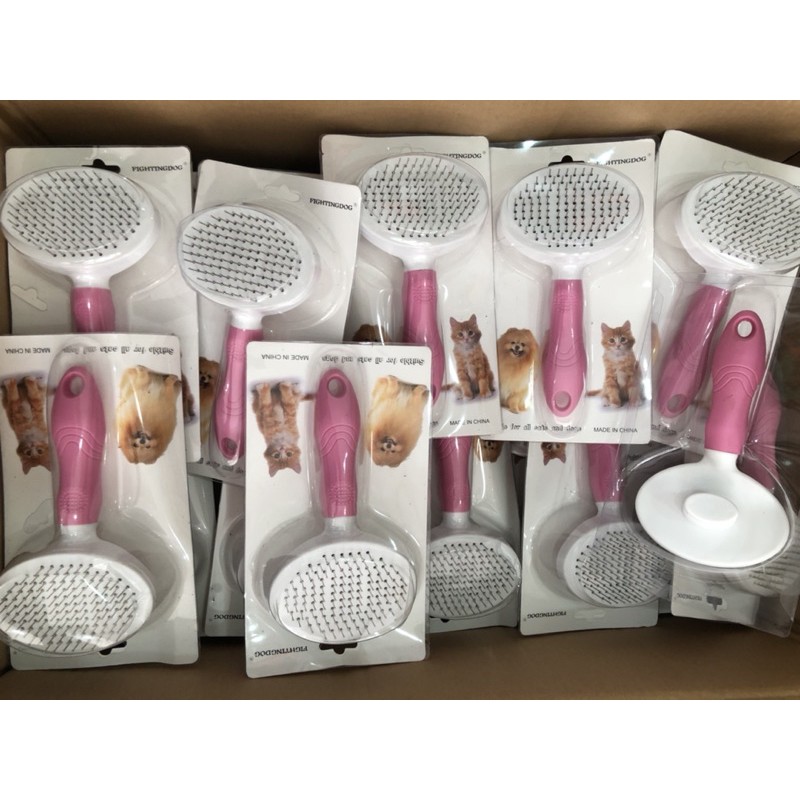 Lược Chải Lông Cho Chó Mèo Có Nút Bấm Đẩy Lông Rụng BOMPET