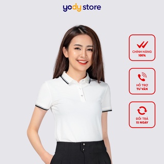 4/7 Áo phông nữ kiểu dáng polo mới. Áo yody nữ chất liệu airycool bo kẻ thời trang, trẻ trung APN4014