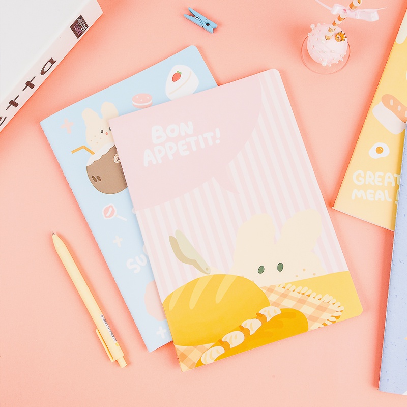 Vở may gáy B5/80 trang Guangbo - hình bạn thỏ và cà rốt vui đùa siêu dễ thương 60183-23