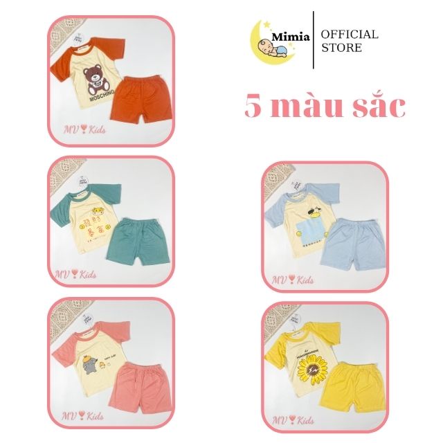 Bộ Ngắn Tay, Cộc Tay THUN LẠNH MINKY MOM In Hình Gấu Thỏ, Hoa Cho Bé Trai, Gái, Đồ Bộ Trẻ Em, Quần Áo Cho Bé 0-6 Tuổi-02