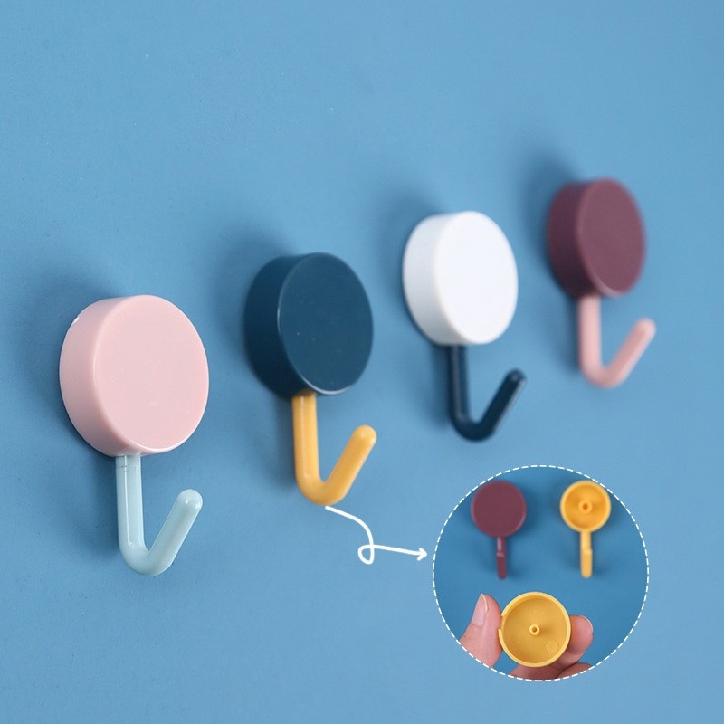 Móc Nhựa Tròn Dán Tường Treo Đồ Vật Quần Áo - Móc Gắn Tường Trang Trí Decor Nhà Cửa Nhiều Màu Sắc