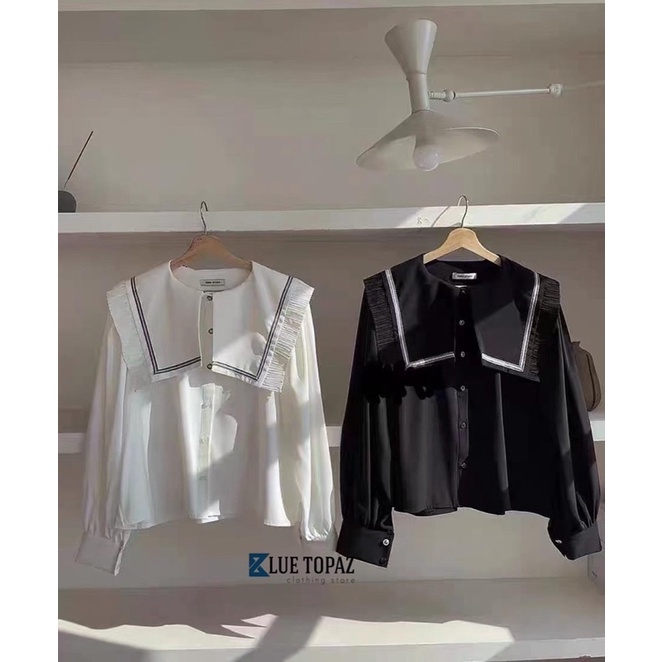 áo kiểu cổ vuông phối voan | BigBuy360 - bigbuy360.vn