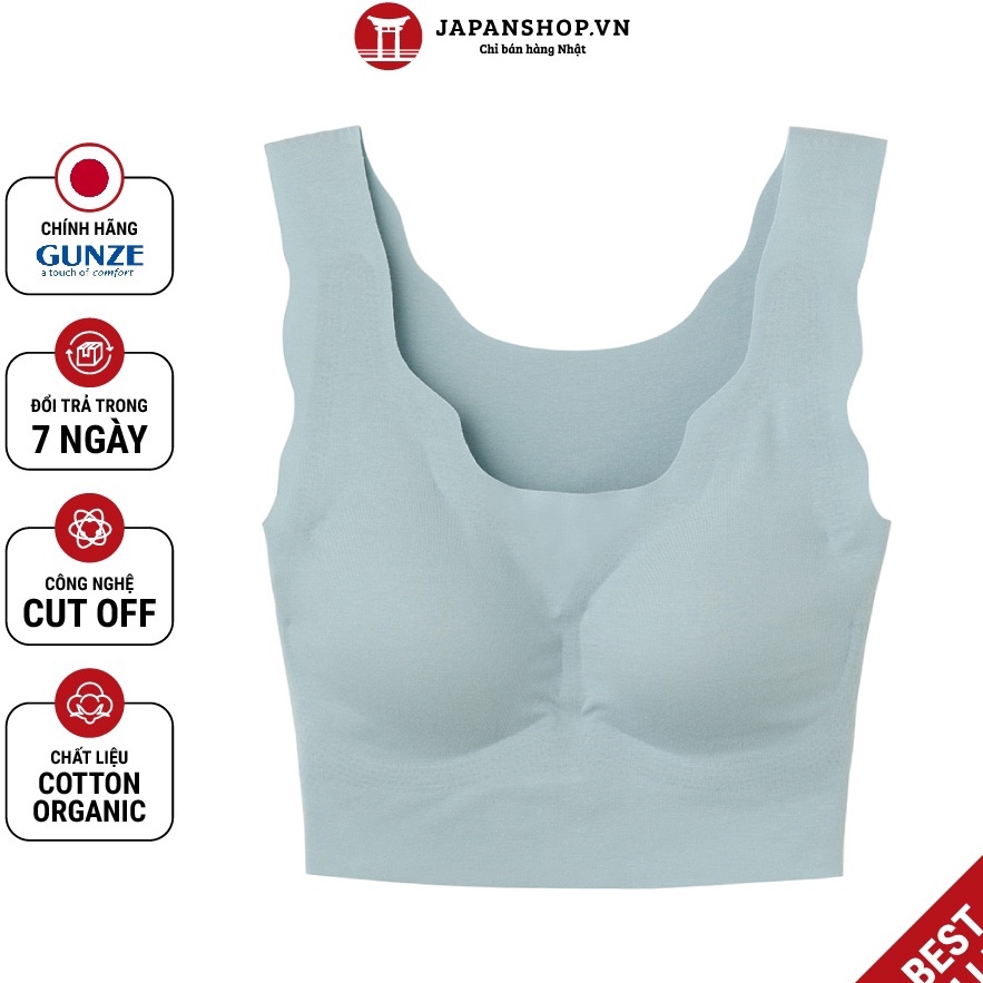 Áo Lót Nữ Cotton Organic Mushy Bra Không Đường May, Kháng Khuẩn, Thấm Hút Mồ Hôi Nhật Bản Fitte Kireilabo Gunze KB3155