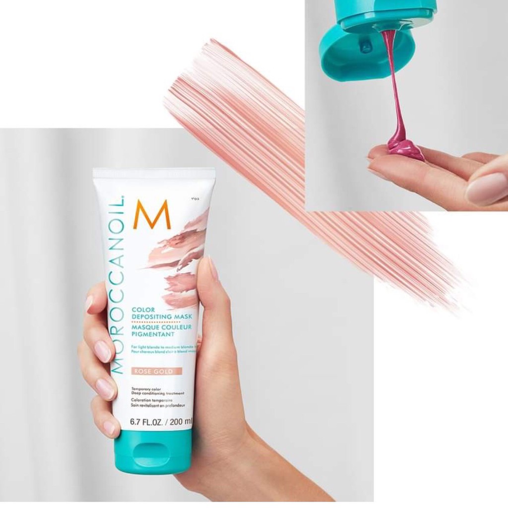 MẶT NẠ BỔ SUNG SẮC TỐ MÀU HÔNG VÀNG GOLD ROSE VÀ NHUỘM MÀU BÁN VĨNH CỮU CHO TÓC MOROCCCANOIL COLOR DEPOSITING MASK 200ML