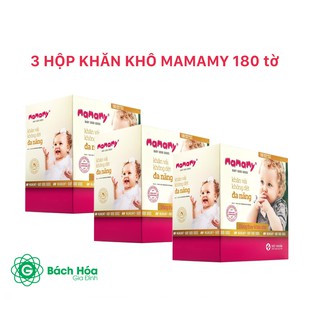{Không quà}Combo 3 hộp Khăn Khô Đa Năng Mamamy 180 Tờ