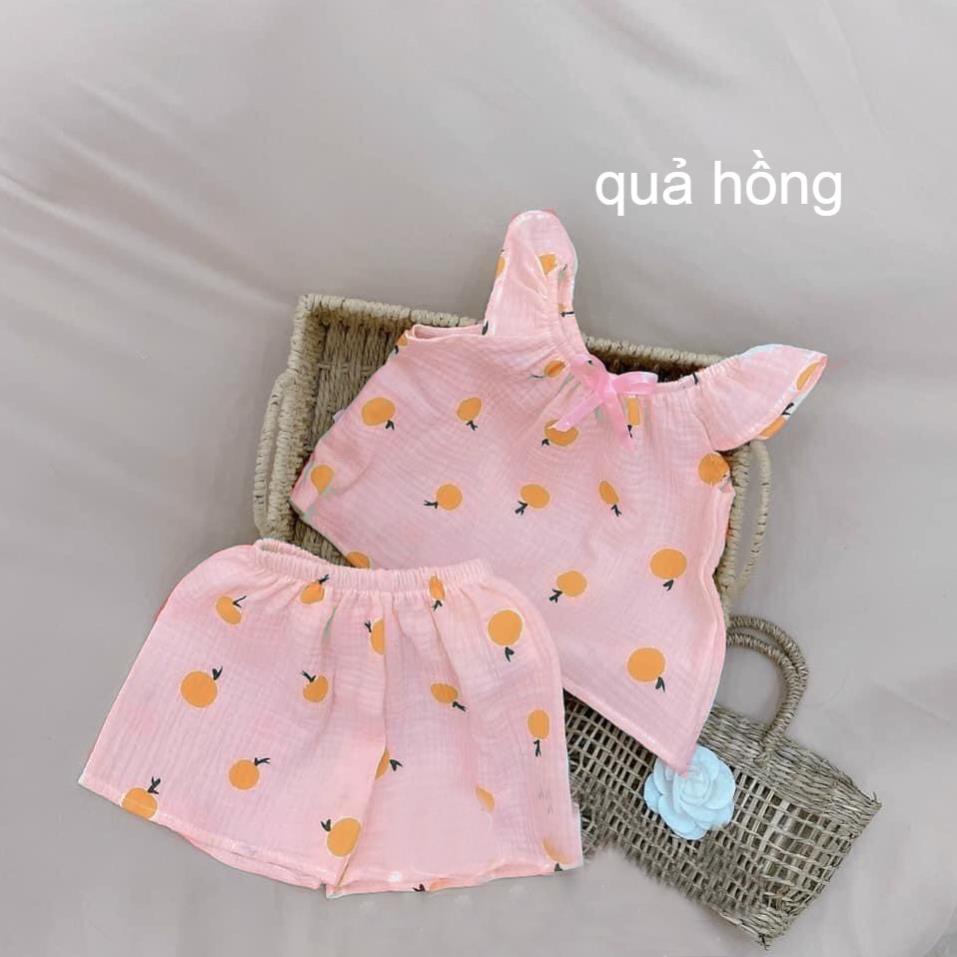 Đồ bộ bé gái 8 đến 16 kg vải đũi xô Muslin QATE751 QATE906 - bộ 2 dây bé gái xinh xắn