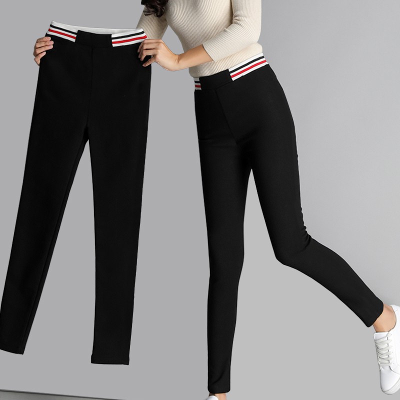 Quần legging lưng thun phối họa tiết sọc ngang trẻ trung dành cho nữ | BigBuy360 - bigbuy360.vn