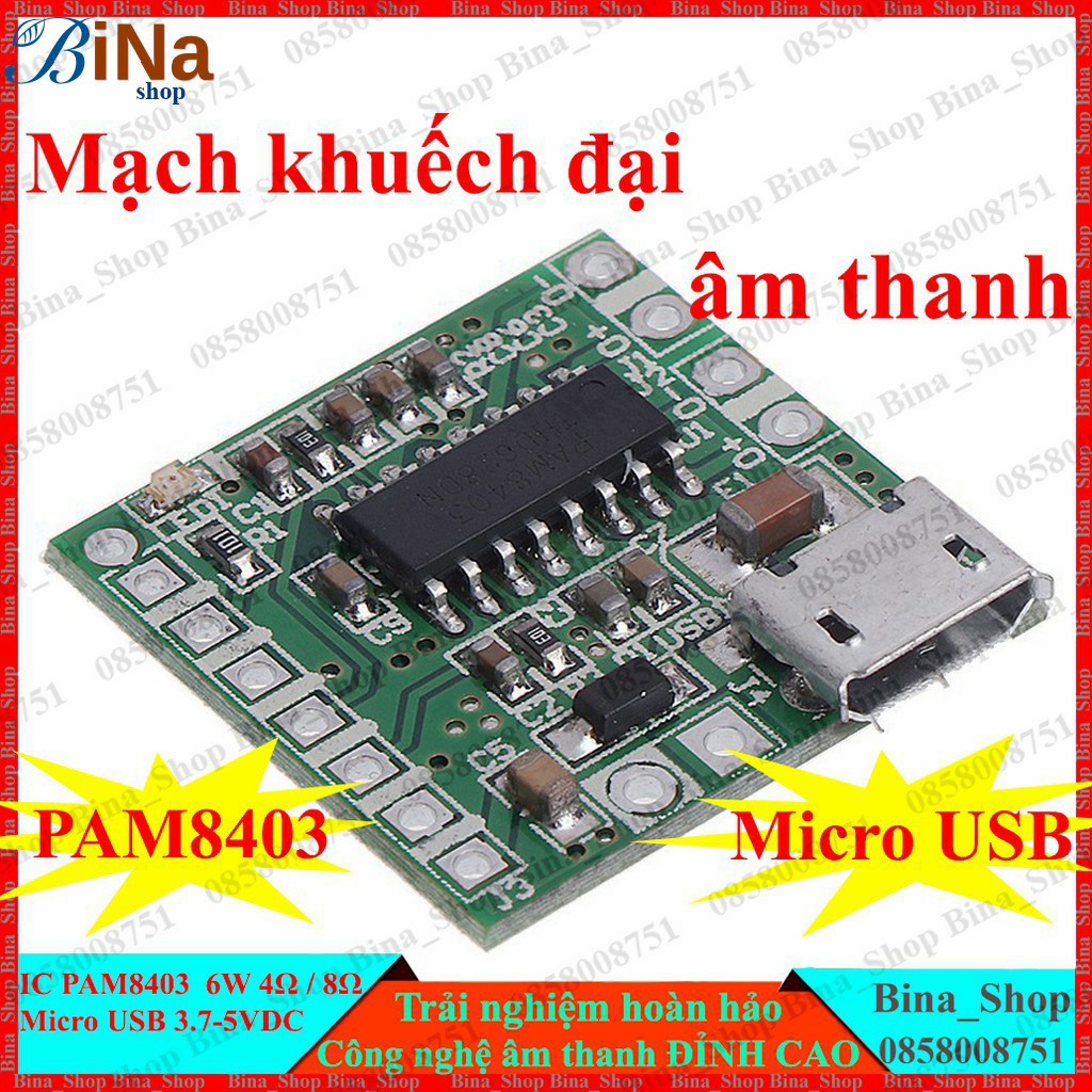 Mạch khuếch đại âm thanh PAM8403 (module Bluetooth 4.0 mua riêng)