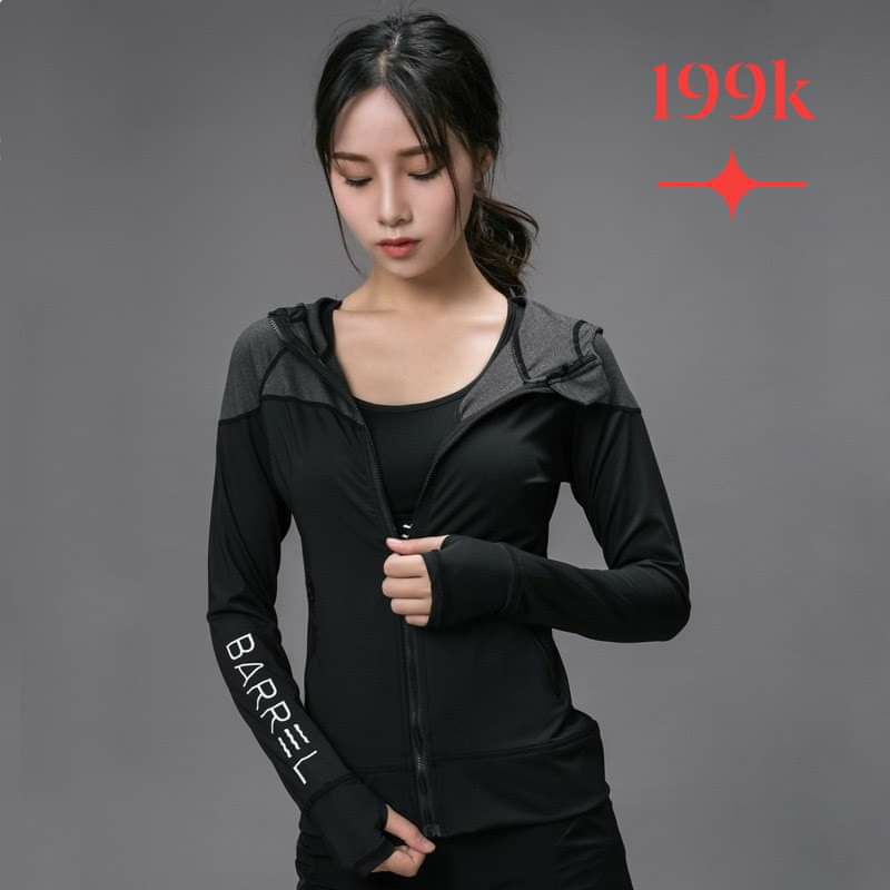 Áo Khoác Thể Thao Nữ Phối Màu Ôm Body. Size S M L XL. Có 2 Túi Ngoài Dây Kéo. Có size Đại