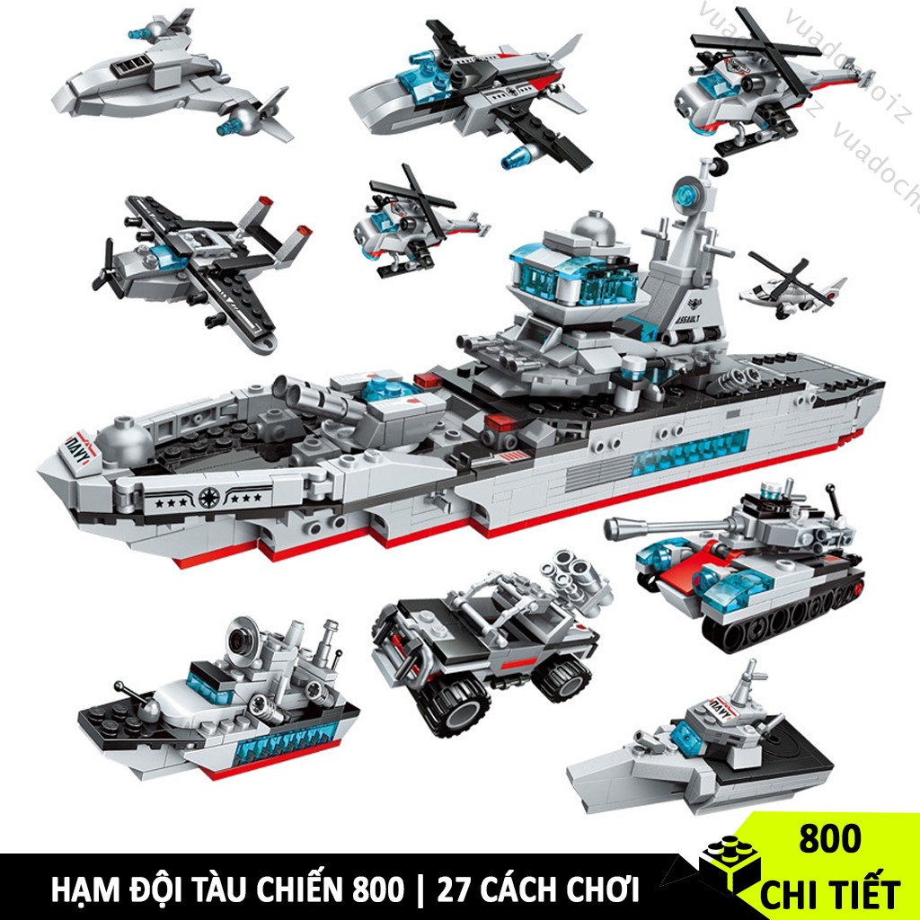 [700 CHI TIẾT] Bộ đồ chơi Lego Tàu Chiến TC700, bộ Lego Chiến Hạm bảo vệ bờ biển kèm Lego máy bay