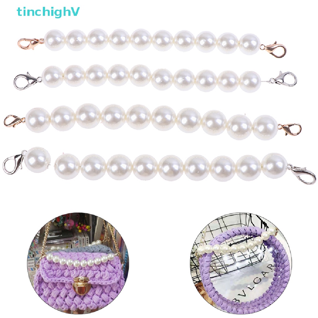 [TinchighV] 1x Dây Đeo Túi Xách Đính Ngọc Trai Nhân Tạo Khổng Lồ Có Tay Cầm Trên Kiểu Cổ Điển DIY