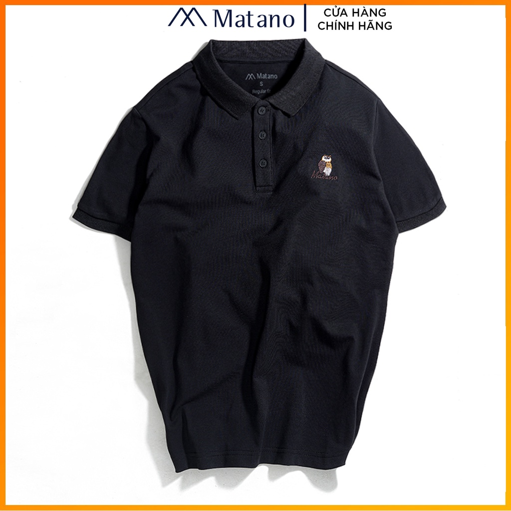 Áo thun polo nam cá sấu MATANO - Áo phông nam có cổ trụ bẻ, vải cotton cao cấp chính hãng, thêu họa tiết chim đẹp 027