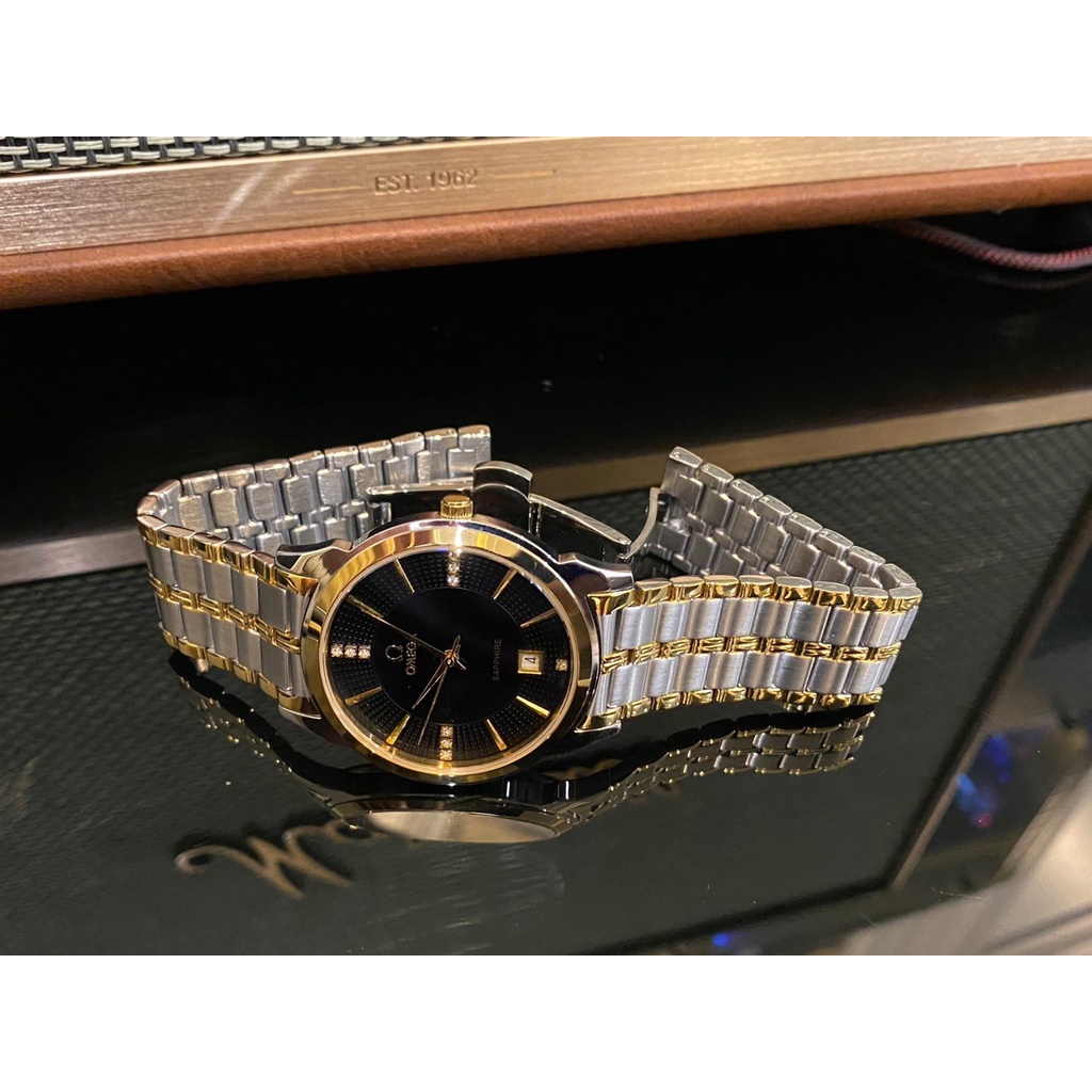 Đồng Hồ Nam Omega OM037 Dây Thép Khung Thép Chống Xước, Chống Nước - TẶNG 1 Vòng tỳ Hưu + 1 pin AG4