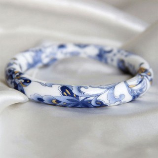 Vòng Đeo Tay Bằng Gốm Sứ Màu Trắng Và Xanh Dương Tự Nhiên Cổ Điển Dành Cho Nữ