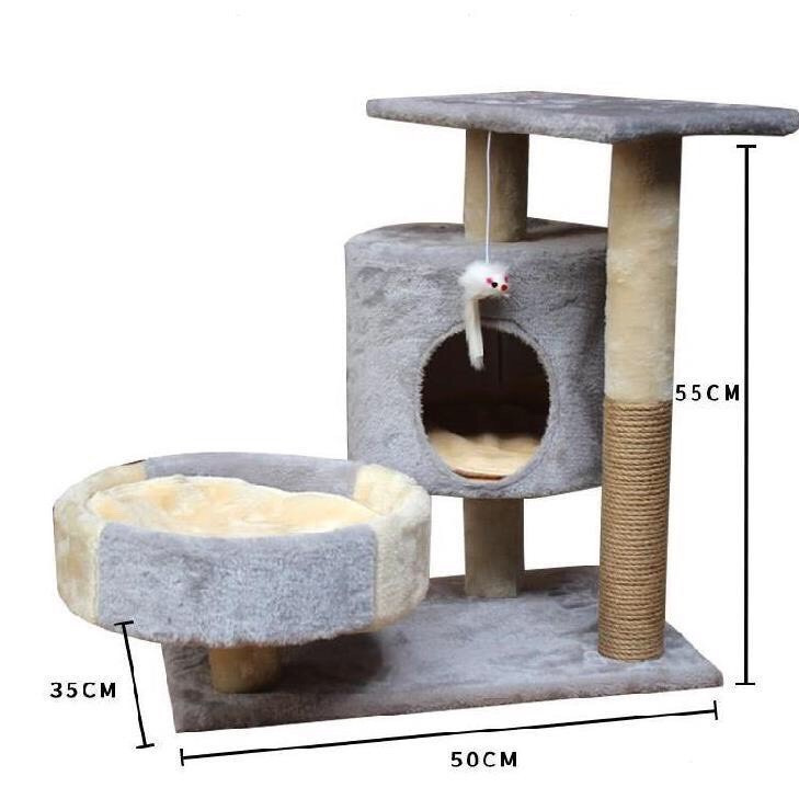 Nhà Cây Cho Mèo - Cattree Nhà Mèo 3 Tầng Có Trụ Cào Móng Cho Mèo