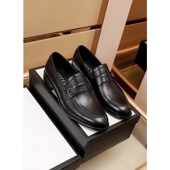 Giày tây lười công sở cho nam thương hiệu Gucci GG/GC da thật cao cấp thiết kế lịch lãm