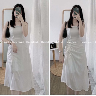 Váy đầm hai dây rút eo chất siêu mịn đẹp hàng có size mã V001