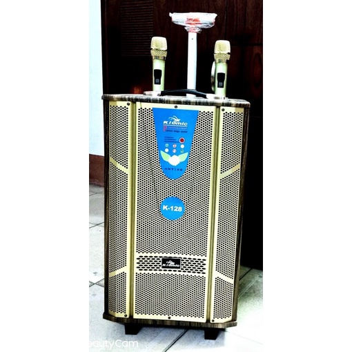 Loa vali kéo karaoke di động bass 30 chính hãng kiomic K128 - Tặng kèm 2 mic không dây xin UHF