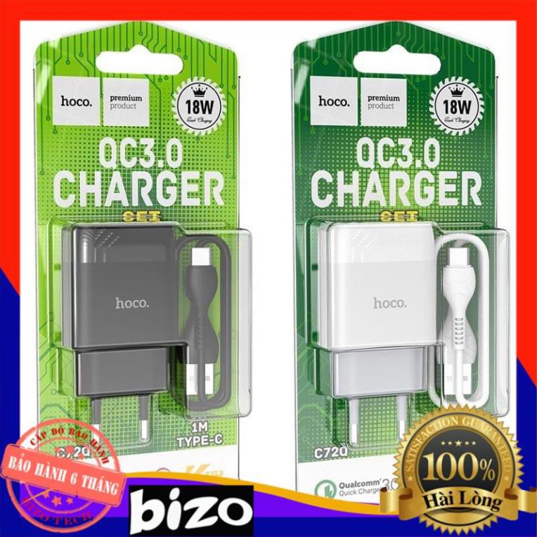 BỘ SẠC NHANH 18W HOCO C72Q 1 CỔNG QC3.0 ĐẦU RA USB TYPE C, MICRO