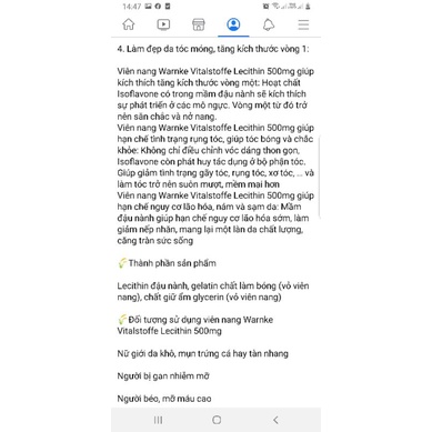 Đồ Uống Warnke Lecithin 500mg 100v (Hàng Đức Đủ Bill)