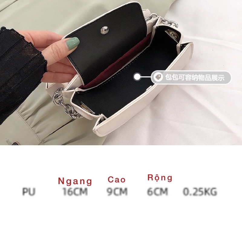 Túi mini đeo chéo thiết kế mới độc lạ quai xách màu xanh hot trend 2022