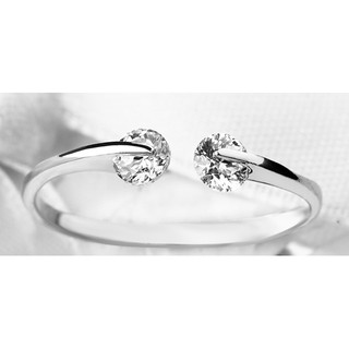 Nhẫn bạc nữ đính đá đôi Free Size