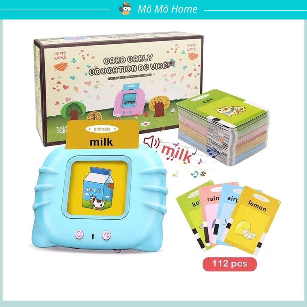 Máy đọc thẻ tiếng anh Flashcard  224 từ vựng cho bé, hàng chính hãng loại 1, không sóng điện tử - Mô Mô Home