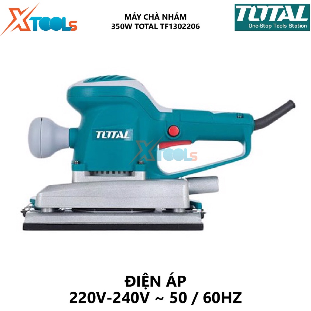 Máy chà nhám chữ nhật TOTAL TF1302206 máy chà nhám có điện thế 220V-240V/50-60Hz, Công suất 350W, 110mmx220mm  [XTOOLs]