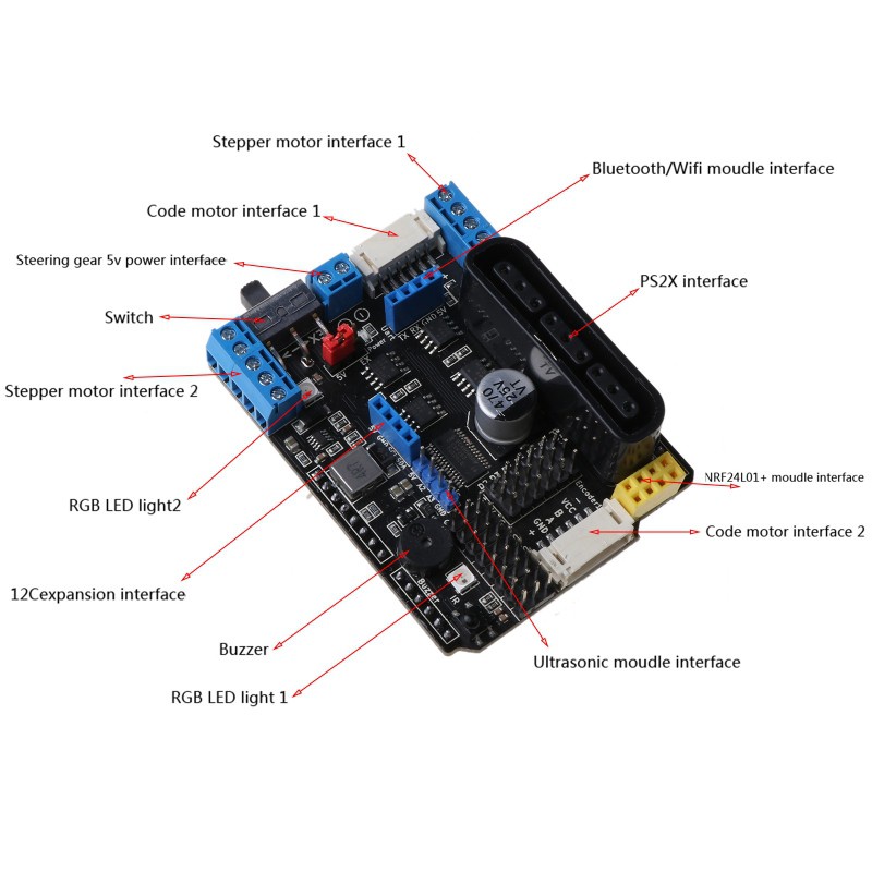 Bảng Mạch Điều Khiển Động Cơ Servo V3.0 TB6612FNG PSX2 IR Cho Arduino-R3 Hỗ Trợ 8 Servo