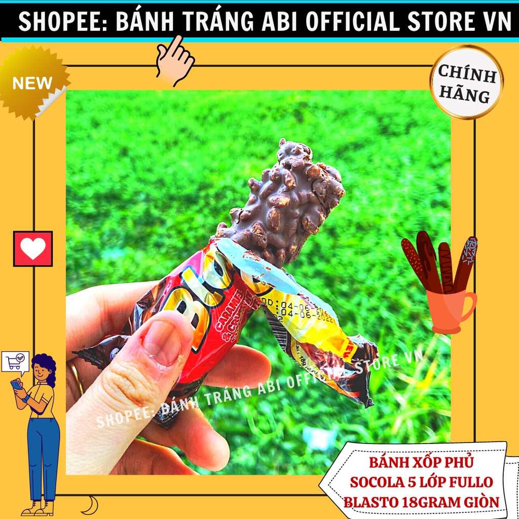 Bánh xốp ống socola 5 lớp giòn Fullo BlastoHàng nhập Indonesiacây 18g