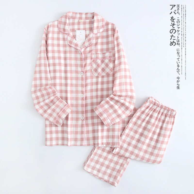 Bộ Ngủ Nam Nữ Mặc Nhà Họa Tiết Caro Chất Cotton Mát - Pyjama Siêu Đẹp Cho Các Cặp Đôi -qùa Cưới ý Nghĩa