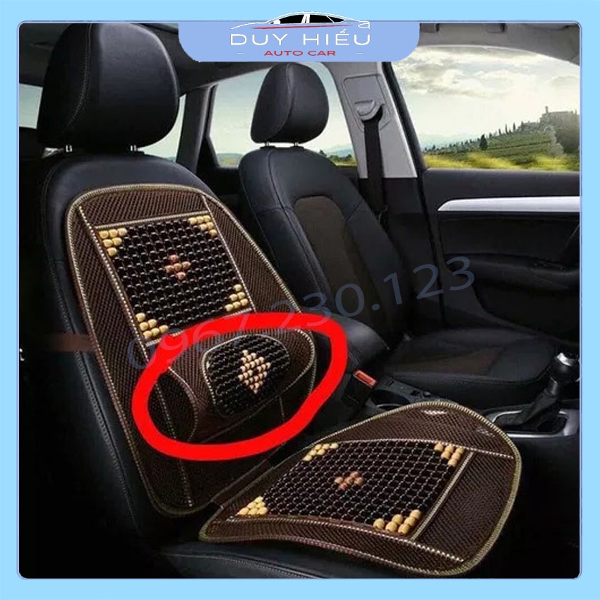 Lót ghế kèm tựa lưng hạt gỗ thoáng mát dành cho mọi loại xe