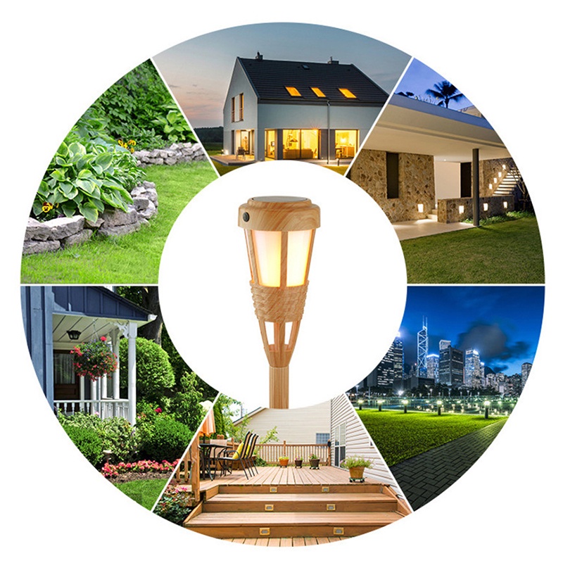 1 Đèn LED Năng Lượng Mặt Trời Mô Phỏng Ngọn Lửa Tre Chống Mưa Trang Trí Sân Vườn Ngoài Trời