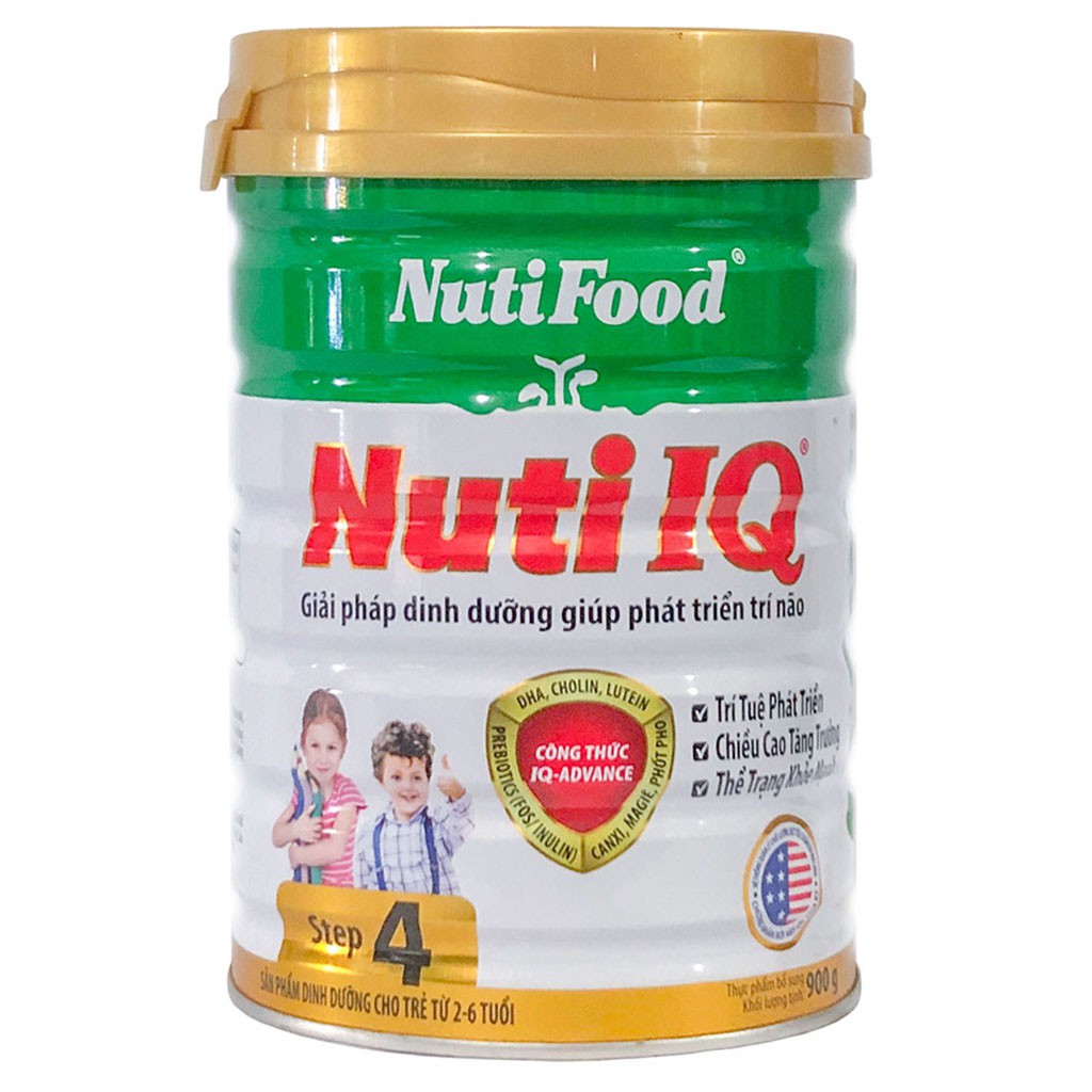 [CHÍNH HÃNG] Sữa Bột Nutifood Nuti IQ Step 4 - Hộp 900g (Cho bé 2-6 tuổi)