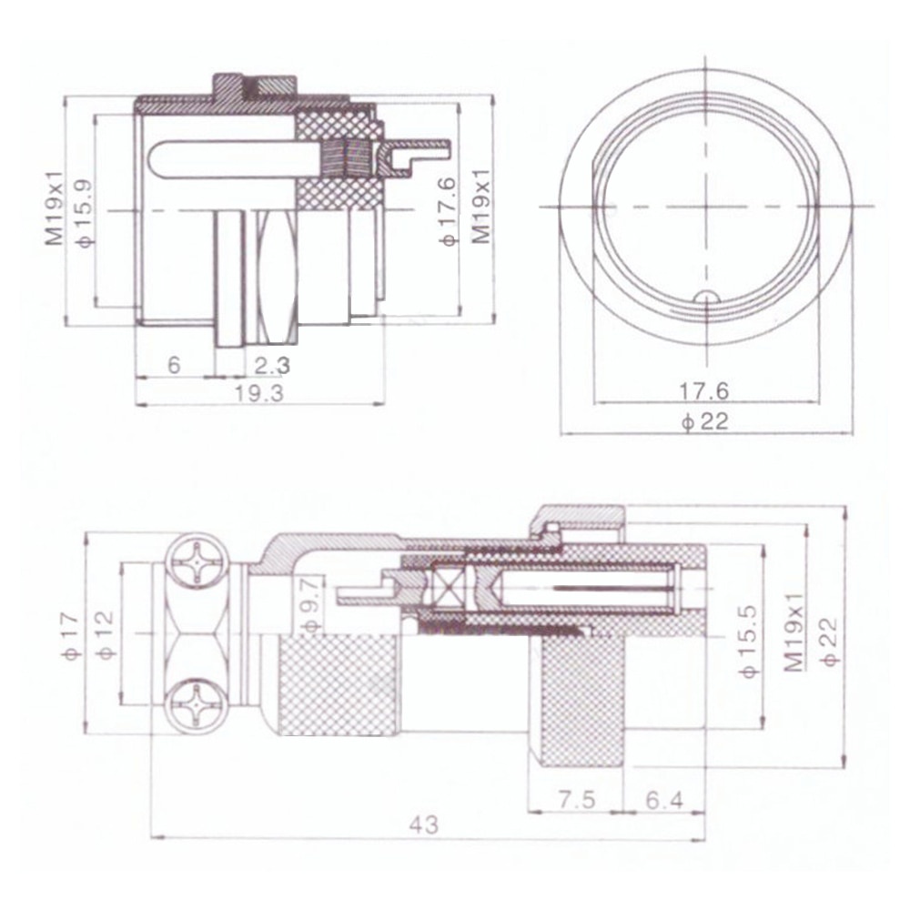 1 Bộ Phích Cắm Đực/Cái GX20 2/3/4/5/6/7/8/9/10/12/14/15 Pin