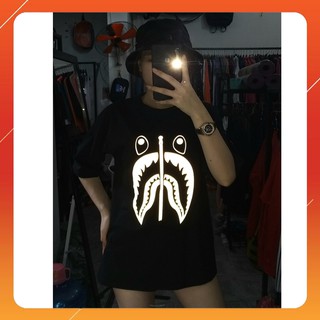 Áo thun tay lỡ unisex nam nữ phản quang bape