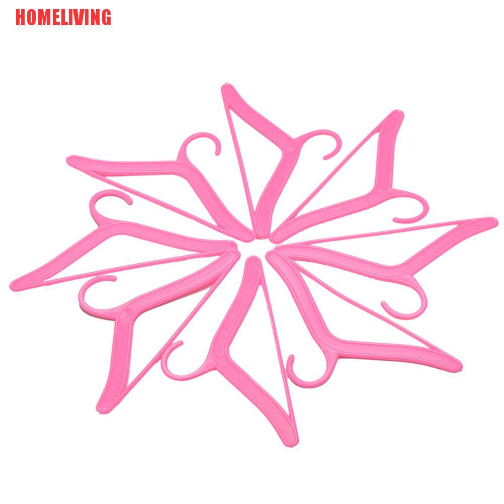 Set 20 Móc Treo Quần Áo Búp Bê Barbie Bằng Nhựa Màu Hồng