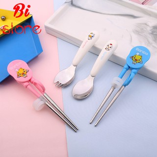 Bộ 3 Thìa Dĩa Đũa Tập Ăn Dặm Sambo Cao Cấp Hình Chibi Đáng Yêu Cho Bé