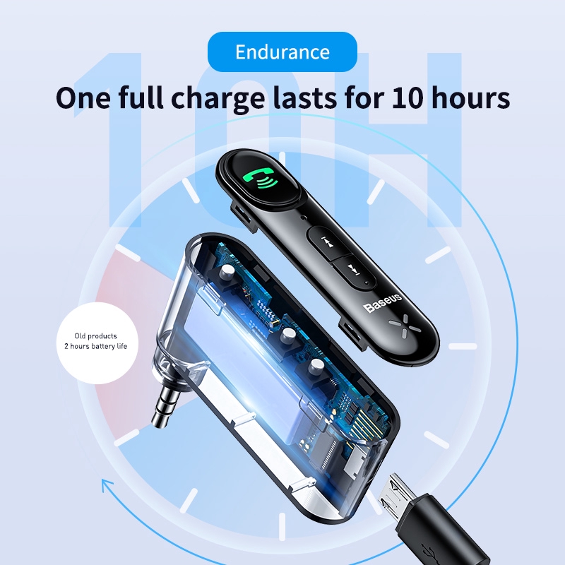 Đầu thu phát tín hiệu/ nhạc không dây Bluetooth Baseus tích hợp giắc cắm 3.5mm cho xe hơi | BigBuy360 - bigbuy360.vn